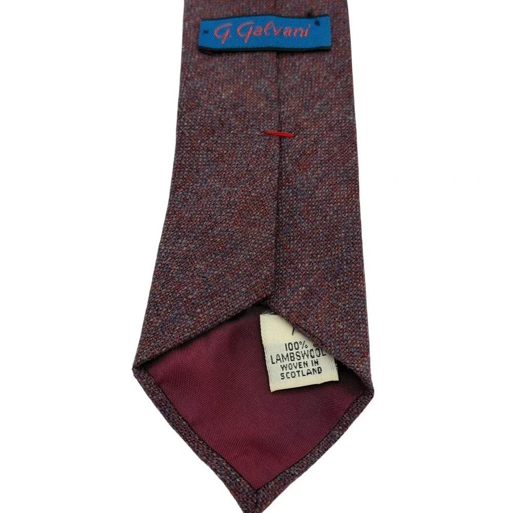 G. Galvani Mens 100% Lambswool Tie‎ Scotland Made Burgundy Marled Textured (TG2)